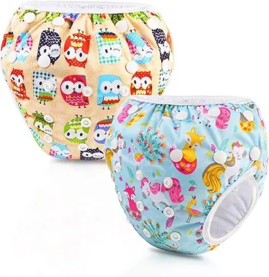 Produktbild von Famanu Baby Schwimmwindeln für 0-3 Jahre - Waschbare Schwimmhose (2 Stück)