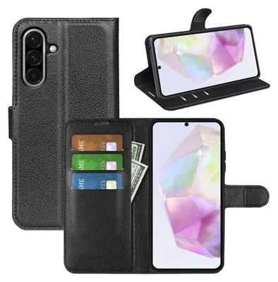 Produktbild von Für Samsung Galaxy A56 / A36 Kunstleder Book Wallet Handy Tasche Hülle Schwarz