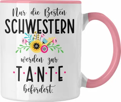 Produktbild von Trendation - Du Wirst Tante Tasse 2023 Verkündung Schwangerschaft Überraschung Baby Ankündigung Tante (Rosa)