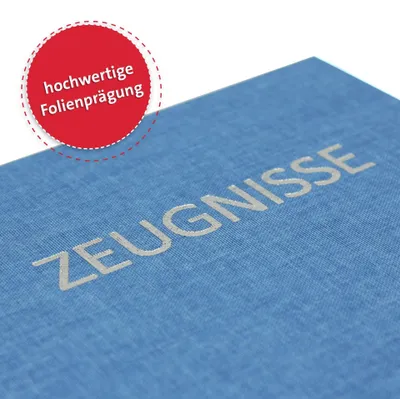 Produktbild von ROTH Zeugnismappe Bicolor mit Buchschrauben - Grey-Denim Blue - mit 12 A4 Klarsichthüllen, erweiterbar
