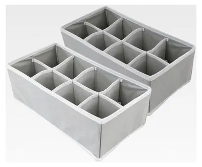 Produktbild von 2er-Set Aufbewahrungs-Organizer - Geeignet für Socken, Krawatten, Unterwäsche, Schmuck - Stoffeinsätze für die Garderobe - Faltbare, platzsparende Schubladenteiler - Farbe Grau