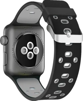Produktbild von Armband für Apple Watch Series 8 7 6 5 4 3 2 1 SE - Silikon Ersatzarmband Premium Silicon Band Armband - Schwarz/Grau - 38mm 40mm 41mm