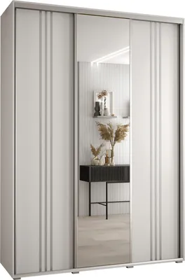 Produktbild von MEBLE KRYSPOL Davos 7 Schrank, drei Türen - 235,2x180x45 cm - Weiß Weiß Silber
