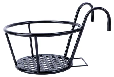 Produktbild von Hängender Metall-Blumentopfständer für Balkon und Fensterbank, geometrischer Pflanzenhalter aus Eisen, langlebige Pflanzgefäßhalterung in Schwarz
