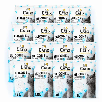 Produktbild von CATIX Premium Silikat Katzenstreu 60,8L 26,4kg Crystal Katzenstreu staubarm antibakteriell geruchsbindend, KI-generiertes Bild