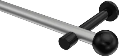 Produktbild von Interdeco Gardinenstange / Vorhangstange Silbergrau / Schwarz, Typ Prestige Luino (Kugel) ohne Ringe, 20 mm Ø 1-läufig, 160 cm