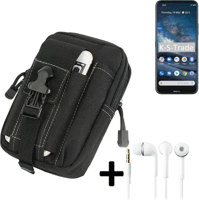 Produktbild von K-S-Trade Gürteltache + Kopfhörer kompatibel mit Nokia 8.3 5G Gürtel Tasche Holster Schutz Hülle Handy Hülle  schwarz inkl. Extrafächer