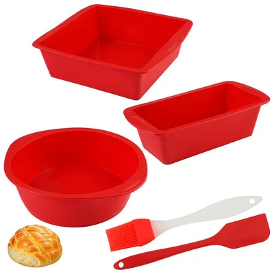 Silikon-Backform-Set, 5-teilig, antihaft, BPA-frei, rot