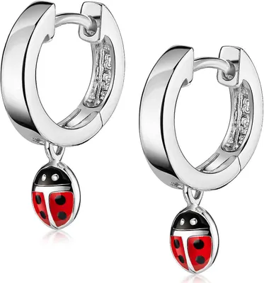 Produktbild von MATERIA by Matthias Wagner Marienkäfer Creolen Mädchen 925 Sterling Silber rhodiniert in Schmucketui SO-235