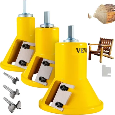 Produktbild von VEVOR Zapfenschneider, 1"/25,4mm & 2"/50,8mm Durchmesser, mit dualen gebogenen Klingen & Knopfschrauben Heimwerker-Set, hochwertiger Aluminium- & Stahl-Holzmöbel-Schneider, kommerzielles Anfängerwerkzeug für Heim-DIY, 1 Zoll & 1,5 Zoll & 2 Zoll, Gerades Messer-a