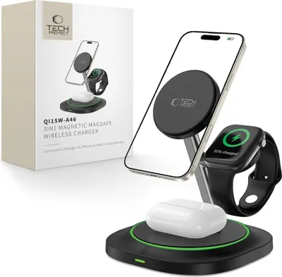 Zdjęcie produktu dla Tech-Protect wireless charger A46 3in1 QI15W, black