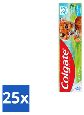Image de 25 tubes de dentifrice pour enfants Colgate Bubble Fruit - pour les enfants de 2 à 5 ans - 50 ml - Pack économique - 25 pièces