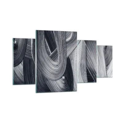 Produktbild von Bilder auf glas - 4 Teile - Farbe Pinsel Schwarz - 160x90cm - Glasbilder - Wandbilder - Bilder - zum Aufhängen bereit - Wanddekoration aus Glas - Glas Bilder - Wandbild auf Glas - GDL160x90-5024