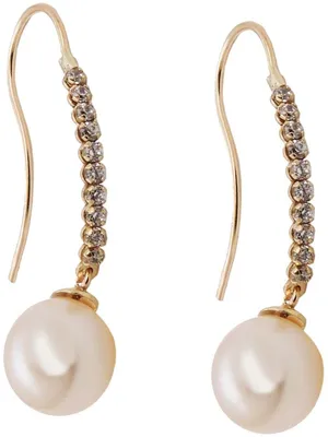 Immagine prodotto di Orecchini ad amo 27x7mm Orecchini con perle coltivate d'acqua dolce e zirconi ORO 9ct oro/bianco 27x7mm