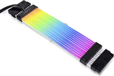 Produktbild von Lian Li Strimer Plus 24pin V2, 24-Pin, Schwarz, Transparent, Silikon, Thermoplastisches Elastomer (TPE), 1 Stück(e)