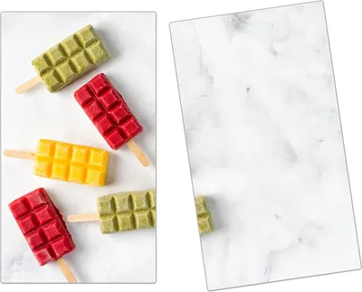 Produktbild von Spritzschutz Herdabdeckplatte Schneidebrett aus Glas Farbige Eiscreme 2-Teilig (60x52cm)