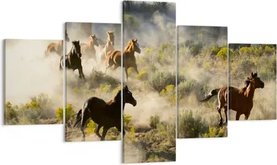 Produktbild von Bild auf Leinwand - Leinwandbild - Cowboy Cowgirl Pferd - 125x70cm - Wand Bild - Wanddeko - Leinwanddruck - Bilder - Kunstdruck - Wanddekoration - Leinwand bilder - Wandkunst - EA125x70-2201