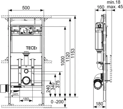 Zdjęcie produktu dla TECElux WC-Modul Bh 1120mm Modul 200 höhenverstellbar