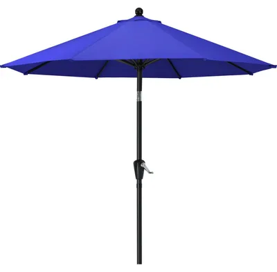 Image de Parasol réglable (270 cm de diamètre) avec 8 baleines et manivelle, pour terrasse, jardin, patio ou marché, bleu