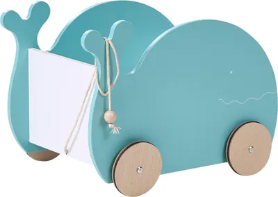 Produktbild von BELIANI Spielzeugkiste Blau MDF-Konstruktion zum Ziehen Rollen Niedliches Design Tierform Meerestier Wal Aufbewahrung fürs Kinderzimmer ohne Deckel