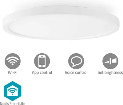 Zdjęcie produktu dla Nedis WIFILAC31WT, Inteligentne światło sufitowe, Wi-Fi, Biały, LED, Plastik, Zimne białe, Wielo, Ciepłe białe