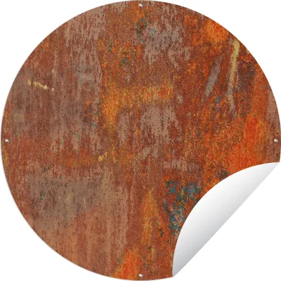 Obrázok produktu pre MuchoWow® Záhradný plagát - Vonkajší plagát hovädzieho dobytka - Hrdza - priemyselné - oceľ - 150x150x0.2cm - Záhradná dekorácia Okrúhly plagát vonku
