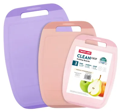 Produktbild von Neoflam - BiJu Antibakterielles Schneidebrettset, 3tlg. - Lila/Pink/Rosa