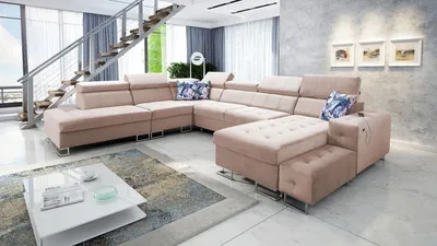 Produktbild von XXL Couch in U-Form Wohnlandschaft Schlaffunktion Ecksofa HILTONE X Farbe wählbar