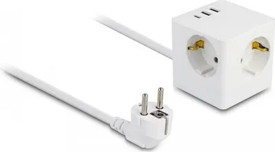 Produktbild von DELOCK Steckdosenwürfel mit Verlängerungskabel 3-fach USB