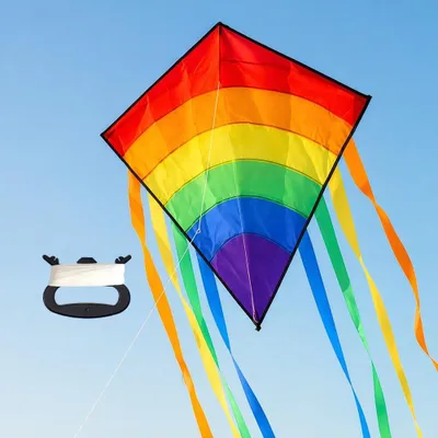Productafbeelding van Zakvlieger voor kinderen, regenboogvlieger met lange staart, 80 m vliegerkoord
