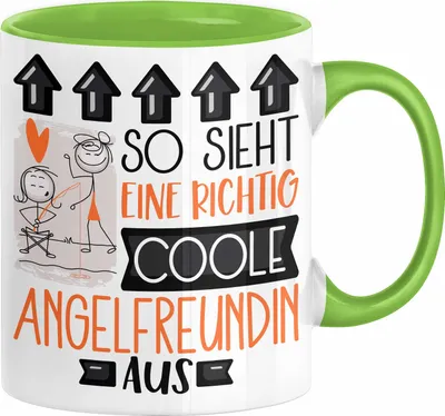 Produktbild von Angelfreundin Geschenk Tasse Lustig Geschenkidee für Angelfreundin Geburtstag So Sieht Eine Richtig Coole Angelfreundin Aus Frauen Spruch Anglerin (Grün)