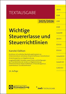 Produktbild von Wichtige Steuererlasse und Steuerrichtlinien