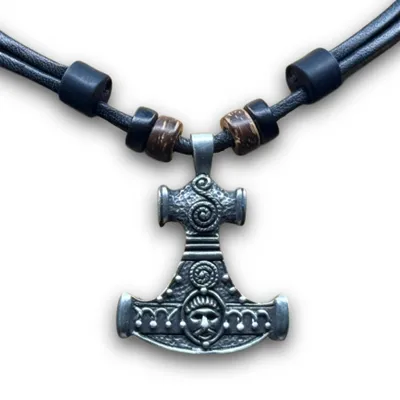 Produktbild von HANA LIMA | Lederkette Thorshammer Mjölnir Wikinger Herren Damen Schmuck