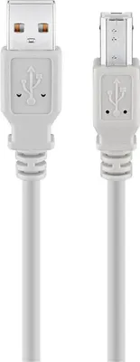 Produktbild von USB-A-auf-USB-B-Kabel, 1,8 m, grau 2,5 W, 0,5 A, 480 Mbit/s, USB 2.0