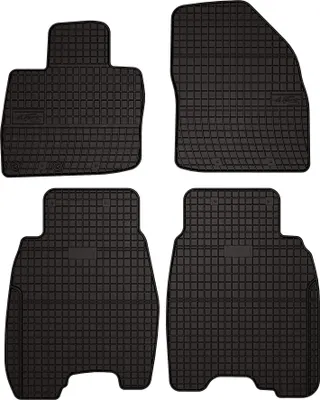 Produktbild von Gummifußmatten passend für Honda Civic VIII (UFO) (Schrägheck, Bj. 2006-2012) –  schwarz, passgenau, mit Befestigungen set 4 Stk. - Gummi-Automatten