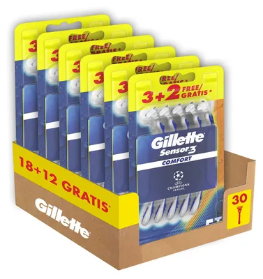 Produktbild von Gillette Sensor3 Comfort Einwegrasierer für Herren, Rasierer mit Lubrastrip Glei