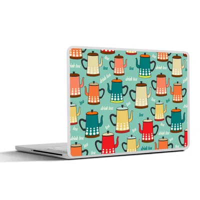 Produktbild von MuchoWow® Laptop Aufkleber Sticker Cover Muster - Tee - Teekanne - Vintage 25x18 cm - Laptop-Deko