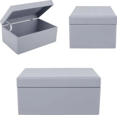 Immagine prodotto di Creative Deco Grande Grigia Scatola in Legno Porta Oggetti | 30x20x14cm con Coperchio | Contenitore Cassetta per Decorare Cassetta Portagiochi