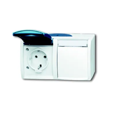 Produktbild von BUSCH-JAEGER Schuko-Doppelsteckdose 20/2EWN-53 ocean waager. mit Namesschild 20/2EWN-53 (2084-0-0703)