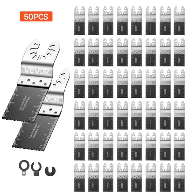 Zdjęcie produktu dla 50 sztuk ostrzy oscylacyjnych dwumetallowych, uniwersalne ostrza oscylacyjne do narzędzi wielofunkcyjnych, ostrza do narzędzi wielofunkcyjnych do cięcia gwoździ, miękkich metali i drewna, kompatybilne z Dewalt, Milwaukee, Bosch, Ryobi