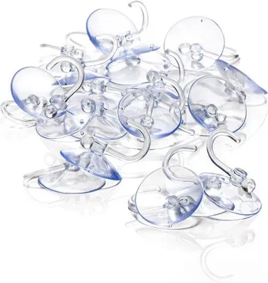 Produktbild von Famanu Saugnapfhalter Set – 20 transparente Halter für Weihnachtsbeleuchtung und Dekorationen, Ø 4 cm