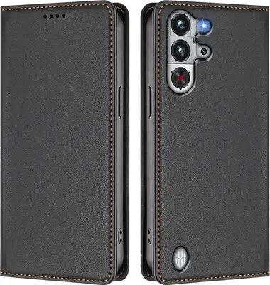 Image de Étui en cuir pour ZTE nubia RedMagic 10 Pro, étui à rabat magnétique en cuirPolyuréthaneavec support – Noir