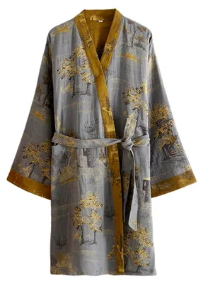 Produktbild von Herren Bademantel im Kimono-Stil aus Baumwolle