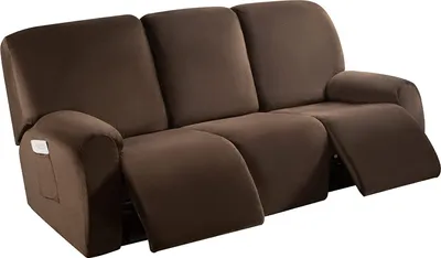 Obrázek produktu pro Topchances Stretch Cover for Recliner Armchair Cover, Recliner Chair Cover Armchair Cover for TV Armchair with Side Pocket, 3-sedák, Brown
