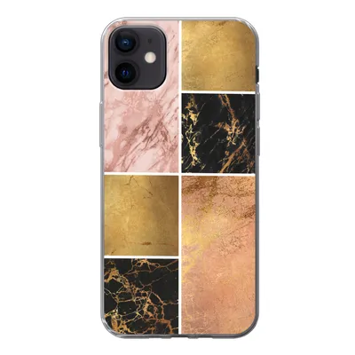 Produktbild von MuchoWow® Handyhülle Schutzhülle Hülle für iPhone 12 mini Marmor - Rosa - Gold Silikon Softcase Handy Hülle - Bild