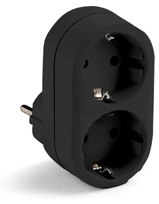 Produktbild von Famatel Doppelsteckeradapter Schwarz  Schwarz One Size