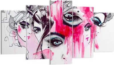 Produktbild von Bild auf Leinwand - Leinwandbild - Frauen Gesichter Augen illustration - 160x85cm - Wand Bild - Wanddeko - Leinwanddruck - Bilder - Kunstdruck - Leinwand bilder - Wandkunst - EA160x85-3095