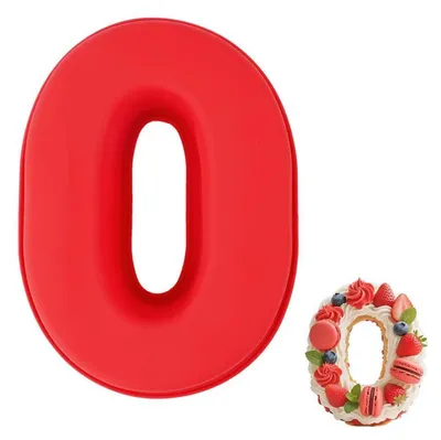 Produktbild von Silikon Kuchenform Zahl 0 Groß Rot Antihaftend für Geburtstag & Jubiläum