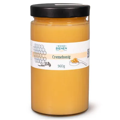 Produktbild von WienerBienen Cremehonig, Honig aus eigener Imkerei, 960g Glas, Naturbelassen und ohne Zusatzstoffe, Hergestellt in Österreich