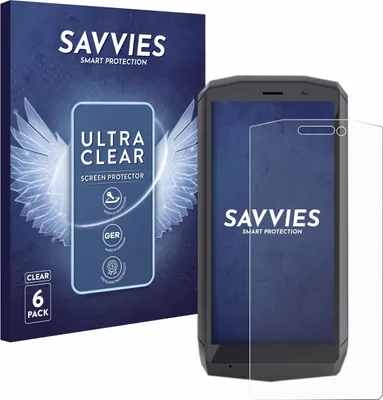 A product shot showing packaging and a screen protector applied to a phone.